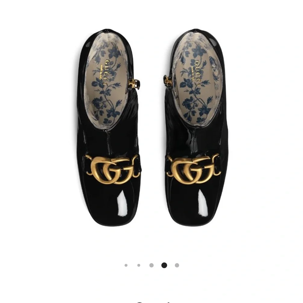 GUCCI 100% authentic,Bootie Leather Vitello Vernice, soft Nero Marmont, GG NWT - Picture 12 of 16